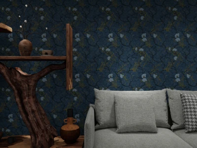 PVC Floral And Vine Wallpaper