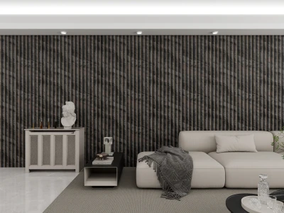 PVC Striped Gold-Edged Wallpaper