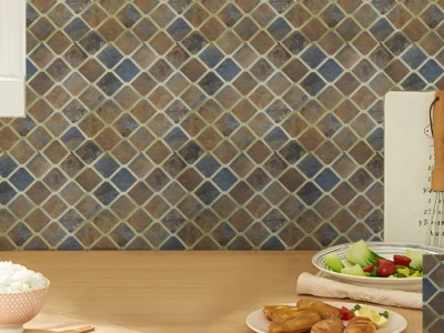 Peel And Stick Mixed Metal Diamond Pattern Wall Tile