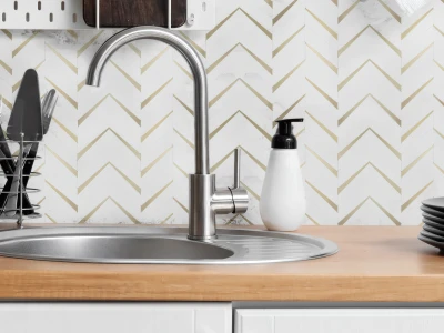 Peel And Stick Mixed Metal Herringbone Wall Tiles